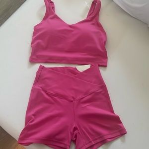 NWT pink aerie workout top and bottom